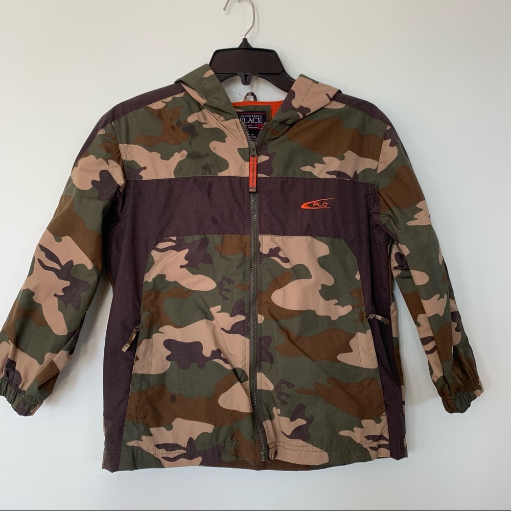 🏷️ The Children’s Place Boy’s Hooded Camouflage Nylon Windbreaker Jacket M 7/8